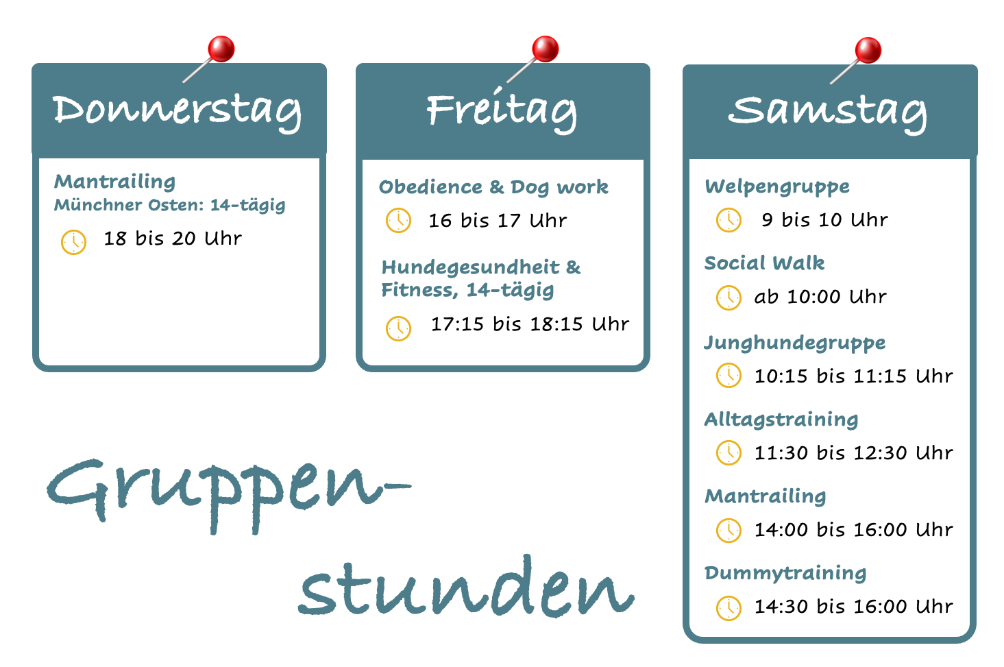 Übersicht Gruppenstunden